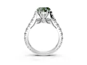 Solitaire Engagement Ring Setting for Fancy Green Heart-Shaped Center with Pave Cathedral Shoulders and Prong Head in Sterling Silver