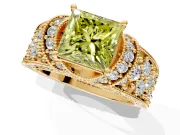 Pave Engagement Ring Setting for Fancy Yellow Princess Cut Center with Curved Accent Rows, Openwork and Prong Head in Yellow Gold