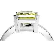 Solitaire Engagement Ring Setting for Fancy Yellow Asscher Cut Center with Plain Band and Flat Tab Prong Head in Sterling Silver