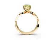 Solitaire Engagement Ring Setting for Fancy Yellow Cushion Cut Center with Pave and Plain Crossover Band and Prong Head in Yellow Gold