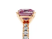 Solitaire Engagement Ring Setting for Fancy Pink Asscher Cut Center with Large Accents and Prong Head in Rose Gold