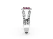 Halo Engagement Ring Setting for Fancy Pink Princess Cut Center with Wide-Open Pave Split Shank and Prong Head in Platinum