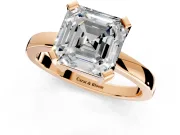 Solitaire Engagement Ring Setting for Asscher Cut Center with Plain Band and Flat Tab Prong Head in Rose Gold