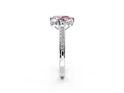 Floral Engagement Ring Setting for Fancy Pink Pear-Shaped Center with Four Accent Clusters and Prong Head in Sterling Silver
