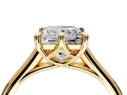Solitaire Engagement Ring Setting for Princess Cut Center with Cathedral Band and Prong Head in Yellow Gold