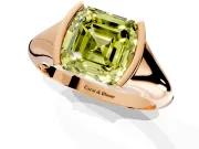 Tension Engagement Ring Setting for Fancy Yellow Asscher Cut Center with Wide Tapered Band and Tension Head in Rose Gold