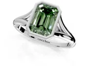 Solitaire Engagement Ring Setting for Fancy Green Emerald Cut Center with V Split Shank and Bezel Head in Platinum