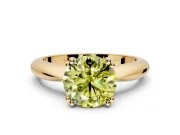 Solitaire Engagement Ring Setting for Fancy Yellow Round Cut Center with Reverse Tapered Band and Prong Head in Yellow Gold