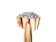 Halo Engagement Ring Setting for Heart-Shaped Center with Tapered Plain Band and Prong Head in Rose Gold