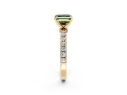 Open Basket Engagement Ring Setting for Fancy Green Asscher Cut Center with Pave Band and Prong Head in Yellow Gold