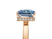 Hidden Halo Engagement Ring Setting for Fancy Blue Radiant Cut Center with Wide Flat Plain Band and Prong Head in Rose Gold
