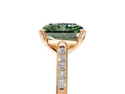 Solitaire Engagement Ring Setting for Fancy Green Radiant Cut Center with Channel Accents and Prong Head in Rose Gold