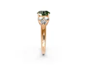 Cluster Engagement Ring Setting for Fancy Green Round Cut Center with Round Cut Accent Frame and Prong Head in Rose Gold