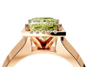 Halo Engagement Ring Setting for Fancy Yellow Princess Cut Center with Knife Ridge Cathedral Band and Prong Head in Rose Gold