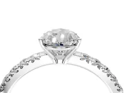 Solitaire Engagement Ring Setting for Pear-Shaped Center with Large Accent Band and Prong Head in Sterling Silver