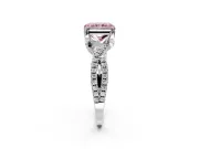 Solitaire Engagement Ring Setting for Fancy Pink Radiant Cut Center with Narrow Twist Pave Band and Prong Head in Platinum
