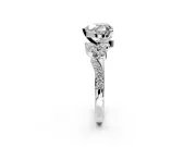 Solitaire Engagement Ring Setting for Heart-Shaped Center with Marquise Accent Twist Band and Prong Head in Platinum