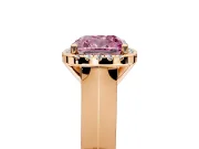 Halo Engagement Ring Setting for Fancy Pink Cushion Cut Center with Knife Ridge Cathedral Band and Prong Head in Rose Gold