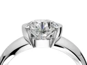 Tension Engagement Ring Setting for Round Cut Center with Wide Flat Band and Tension Head in Sterling Silver