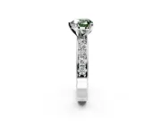 Solitaire Engagement Ring Setting for Fancy Green Heart-Shaped Center with Channel-Set Accents and Prong Head in Sterling Silver