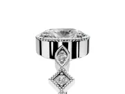 Milgrain Bezel Engagement Ring Setting for Oval Center with Marquise Stations and Bezel Head in Sterling Silver
