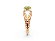 Halo Engagement Ring Setting for Fancy Yellow Cushion Cut Center with Rope Twist Split Shank and Prong Head in Rose Gold