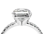Solitaire Engagement Ring Setting for Asscher Cut Center with Large Accents and Prong Head in Platinum
