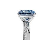 Side Accent Engagement Ring Setting for Fancy Blue Radiant Cut Center with Accent Shoulders and Prong Head in Sterling Silver