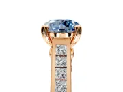 Solitaire Engagement Ring Setting for Fancy Blue Round Cut Center with Channel Band and Double Claw Prong Head in Rose Gold