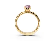 Solitaire Engagement Ring Setting for Fancy Pink Pear-Shaped Center with XO Engraved Band and Prong Head in Yellow Gold
