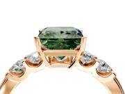 5 Stone Engagement Ring Setting for Fancy Green Princess Cut Center with Plain Band and Prong Head in Rose Gold
