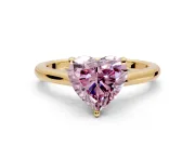 Solitaire Engagement Ring Setting for Fancy Pink Heart-Shaped Center with Narrow Cathedral Band and Prong Head in Yellow Gold