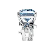 Solitaire Engagement Ring Setting for Fancy Blue Princess Cut Center with Pave and Plain Crossover Band and Prong Head in White Gold