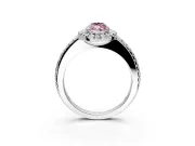 Pave Halo Engagement Ring Setting for Fancy Pink Marquise Center with Single Row Pave Band and Prong Head in White Gold