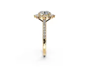 Halo Engagement Ring Setting for Round Cut Center with Single-Row Pave, Open Basket and Prong Head in Yellow Gold