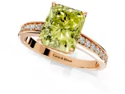 Solitaire Engagement Ring Setting for Fancy Yellow Radiant Cut Center with Channel-Set Accent Band and Prong Head in Rose Gold