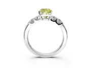 5 Stone Engagement Ring Setting for Fancy Yellow Cushion Cut Center with Plain Band and Prong Head in Platinum