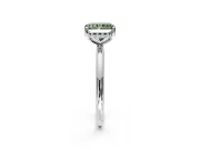 Solitaire Engagement Ring Setting for Fancy Green Radiant Cut Center with Plain Band, Open Basket and Prong Head in Sterling Silver