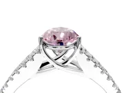 Solitaire Engagement Ring Setting for Fancy Pink Pear-Shaped Center with Pave Split Shank and Prong Head in Sterling Silver