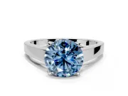 Solitaire Engagement Ring Setting for Fancy Blue Round Cut Center with Tapered Split Shoulders and Prong Head in Platinum