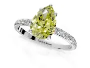 Solitaire Engagement Ring Setting for Fancy Yellow Pear-Shaped Center with Pave Accents and Prong Head in Sterling Silver