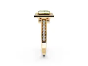 Halo Engagement Ring Setting for Fancy Yellow Princess Cut Center with Outer Bezel Rim, Pave Band and Prong Head in Yellow Gold