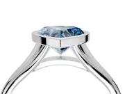 Solitaire Engagement Ring Setting for Fancy Blue Heart-Shaped Center with V Split Shank and Bezel Head in White Gold