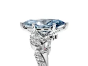 Solitaire Engagement Ring Setting for Fancy Blue Marquise Center with Marquise Accent Twist Band and Prong Head in Platinum