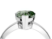 Solitaire Engagement Ring Setting for Fancy Green Heart-Shaped Center with Plain Band and Flat Tab Prong Head in Platinum