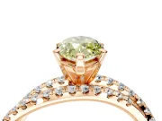 Solitaire Engagement Ring Setting for Fancy Yellow Marquise Center with Woven 3-Strand Pave Band and Prong Head in Rose Gold