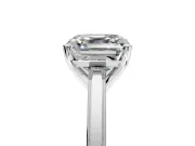Solitaire Engagement Ring Setting for Asscher Cut Center with Flat-Sided Plain Band and Prong Head in White Gold