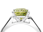 Solitaire Engagement Ring Setting for Fancy Yellow Princess Cut Center with Channel Accents and Prong Head in Platinum