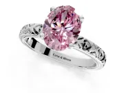 Solitaire Engagement Ring Setting for Fancy Pink Oval Center with XO Engraved Band and Prong Head in Platinum