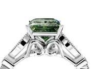 Solitaire Engagement Ring Setting for Fancy Green Princess Cut Center with Marquise and Bezel Accents and Prong Head in Platinum